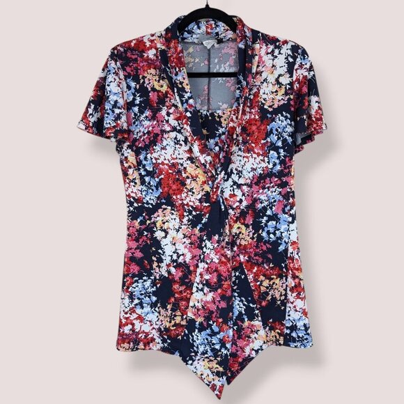 🍁V. Marallis Collection Floral Stretch Top - Picture 5 of 8